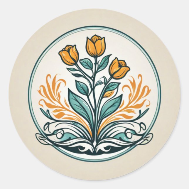 Sticker Rond Sceau d'enveloppe florale (Devant)