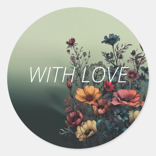 Sticker Rond Sceau d'enveloppe florale Turquoise et élégant (Devant)