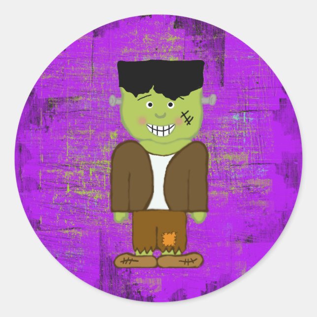 Sticker Rond Sceau d'enveloppe Frankenstein Halloween (Devant)