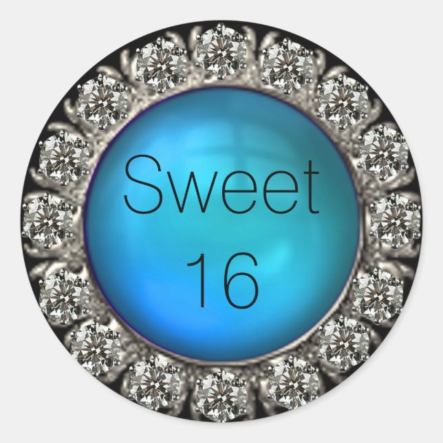 Sticker Rond Sceau d'enveloppe glamour Faux Diamonds (Devant)