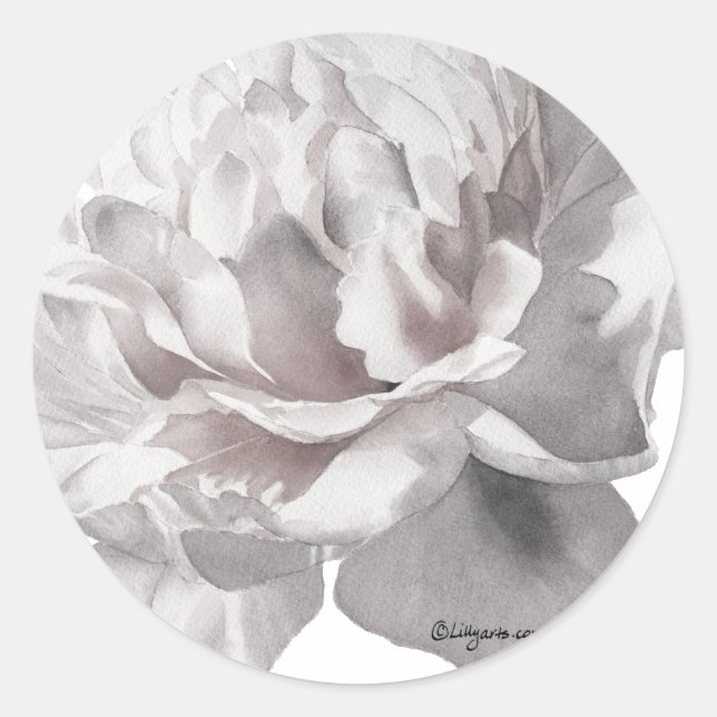 Sticker Rond Sceau d'enveloppe grise chaude Peony (Devant)