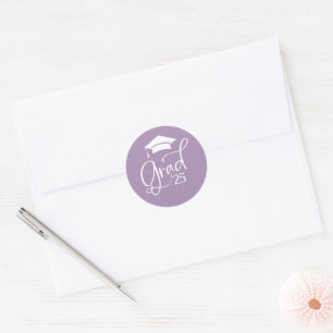 Sticker Rond Sceau d'enveloppe Lavender White Grad Script 2025