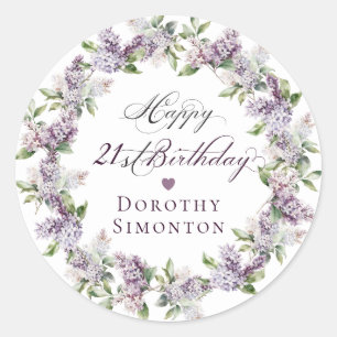 Sticker Rond Sceau d'enveloppe Lilac violet 21e anniversaire pe