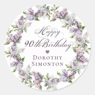 Sticker Rond Sceau d'enveloppe Lilac violet 90e anniversaire pe