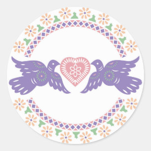 Sticker Rond Sceau d'enveloppe Lovebirds