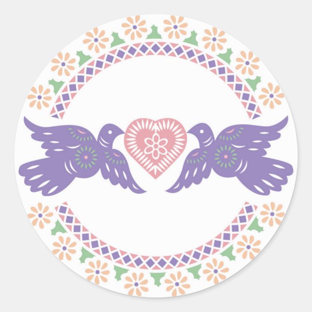 Sticker Rond Sceau d'enveloppe Lovebirds (Devant)