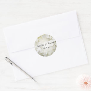 Sticker Rond Sceau d'enveloppe Mariage à fleurs d'Hydrangea bla