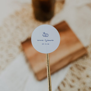 Sticker Rond Sceau d'enveloppe Mariage bleu lunaire