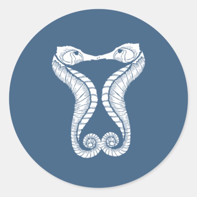 Sticker Rond Sceau d'enveloppe mariage | Chevaux de mer | (Devant)