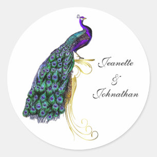Sticker Rond Sceau d'enveloppe Mariage couleur chic Peacock