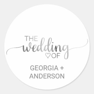Sticker Rond Sceau d'enveloppe Mariage de calligraphie en argen