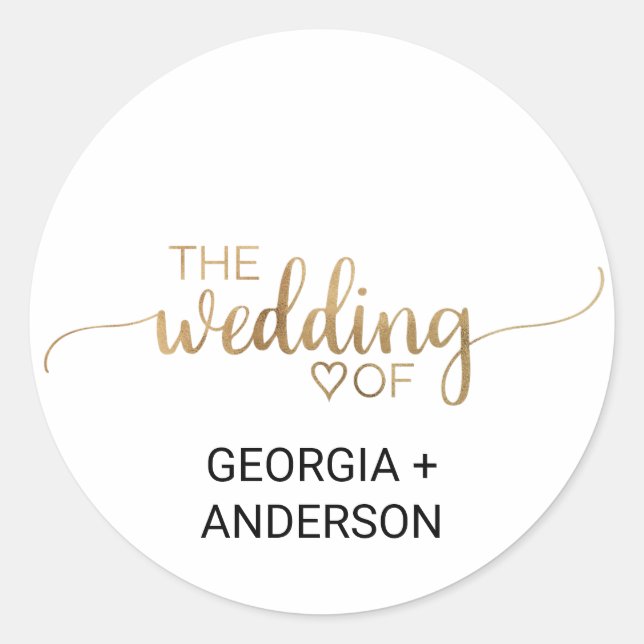 Sticker Rond Sceau d'enveloppe Mariage de calligraphie or simpl (Devant)