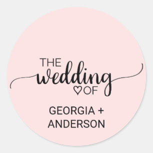 Sticker Rond Sceau d'enveloppe Mariage de calligraphie rose vif