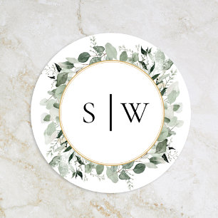 Sticker Rond Sceau d'enveloppe Mariage de l'Eucalyptus Sage