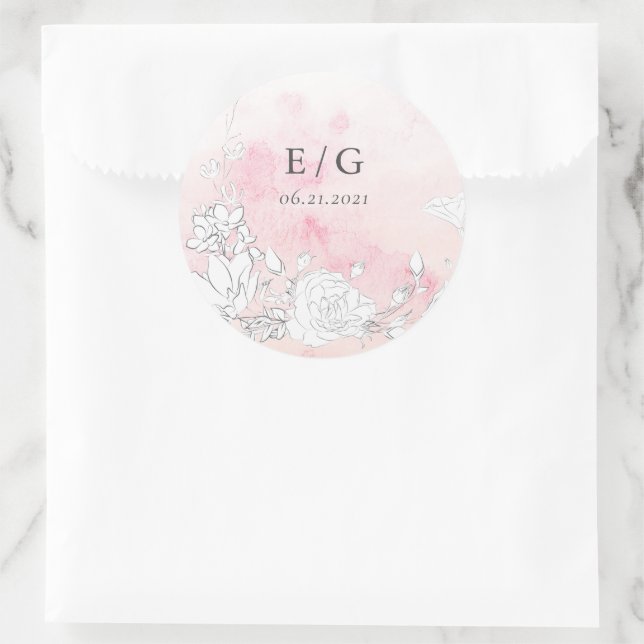 Sticker Rond Sceau d'enveloppe Mariage de monogramme flou moder (Sac)