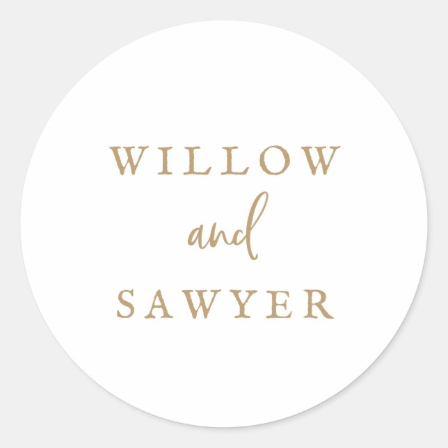 Sticker Rond Sceau d'enveloppe Mariage de script or rustique (Devant)