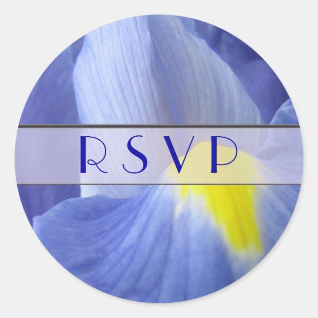 Sticker Rond Sceau d'enveloppe Mariage Iris bleu (Devant)