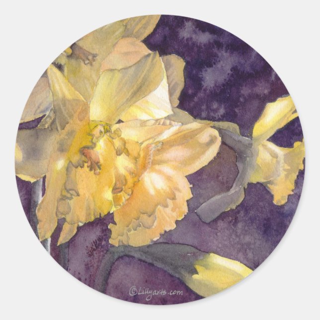 Sticker Rond Sceau d'enveloppe Mariage jonquille (Devant)