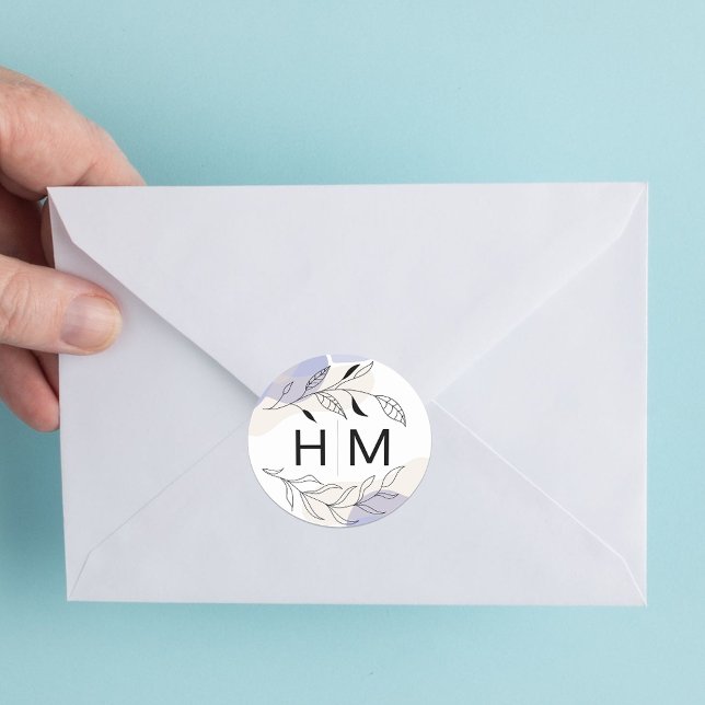 Sticker Rond Sceau d'enveloppe Mariage minimal de ligne botaniq (Créateur téléchargé)