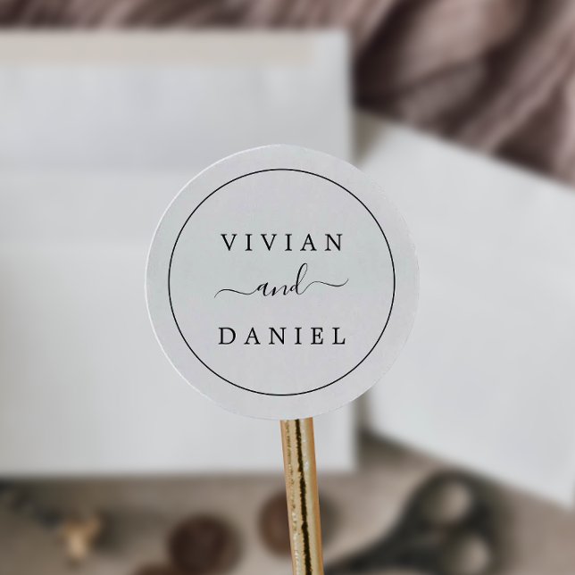 Sticker Rond Sceau d'enveloppe Mariage minimaliste (Créateur téléchargé)