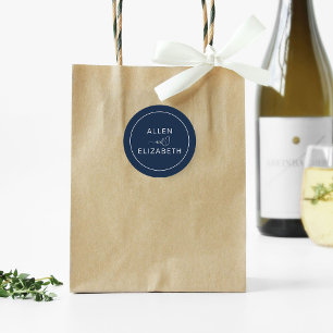 Sticker Rond Sceau d'enveloppe Mariage moderne bleu marine