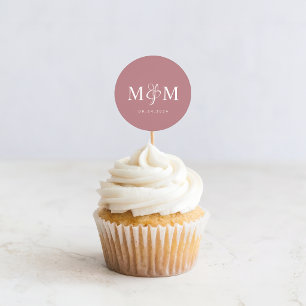 Sticker Rond Sceau d'enveloppe Mariage Monogramme Rose Dusty mo