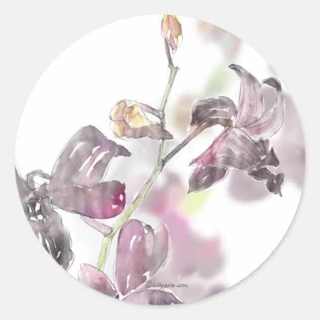 Sticker Rond Sceau d'enveloppe Mariage orchidée (Devant)