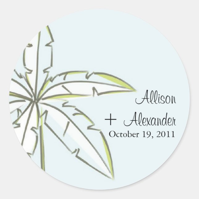 Sticker Rond Sceau d'enveloppe Mariage Palm Tree (Devant)