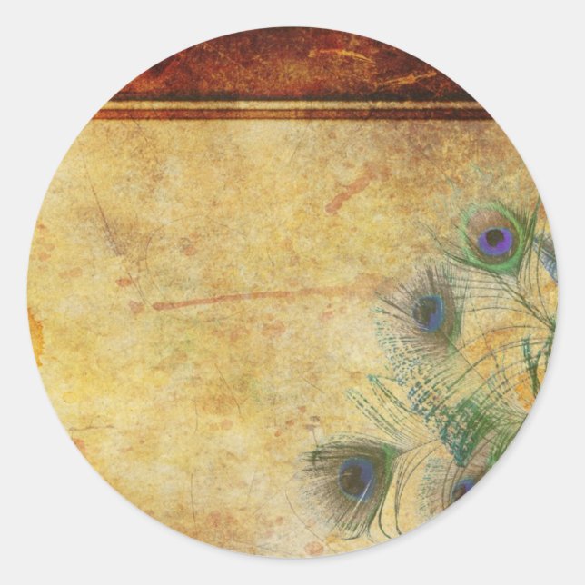 Sticker Rond Sceau d'enveloppe Mariage Peacock Feather (Devant)