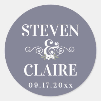 Sticker Rond Sceau d'enveloppe Mariage personnalisé simple et é