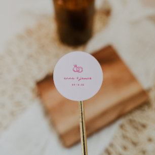 Sticker Rond Sceau d'enveloppe Mariage rose lunaire