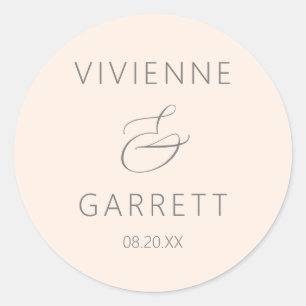 Sticker Rond Sceau d'enveloppe Mariage rose pâle