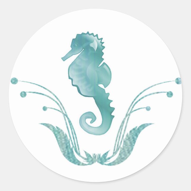 Sticker Rond Sceau d'enveloppe Mariage Sea Horse (Devant)
