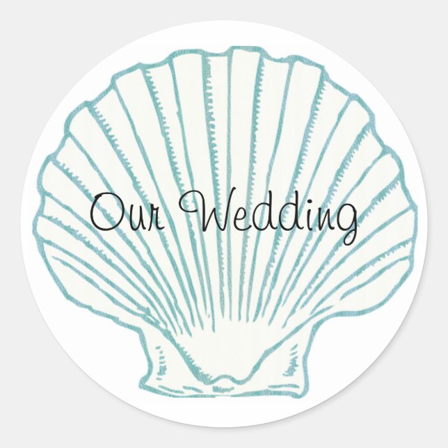 Sticker Rond Sceau d'enveloppe Mariage Sea Shell (Devant)