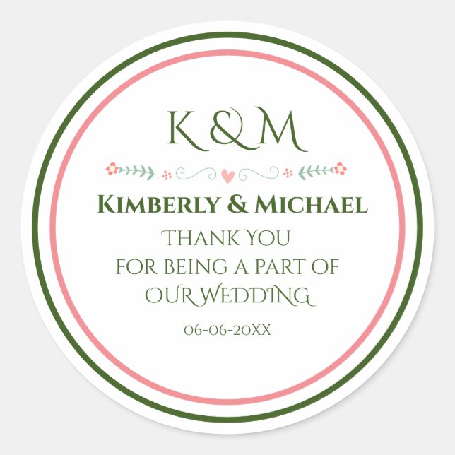 Sticker Rond Sceau d'enveloppe Mariage simple (Devant)