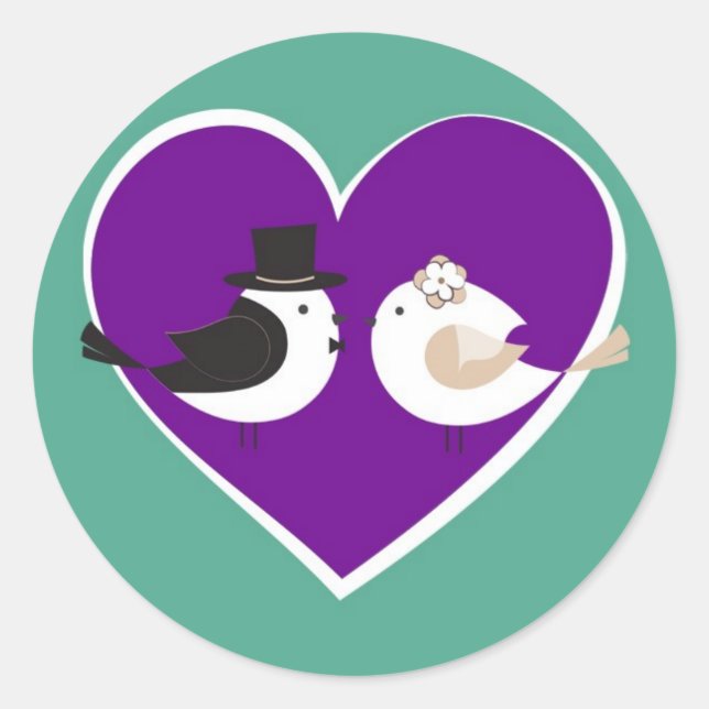Sticker Rond Sceau d'enveloppe Mariage Turquoise/violet Insépar (Devant)