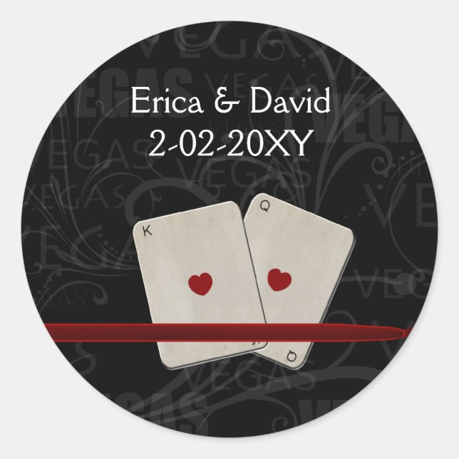 Sticker Rond Sceau d'enveloppe mariage Vegas (Devant)