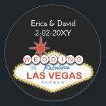 Sticker Rond Sceau d'enveloppe mariage Vegas<br><div class="desc">Design à thème Las Vegas.</div>