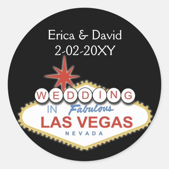 Sticker Rond Sceau d'enveloppe mariage Vegas (Devant)