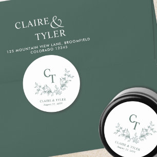 Sticker Rond Sceau d'enveloppe Mariage vert chic / Favoriser