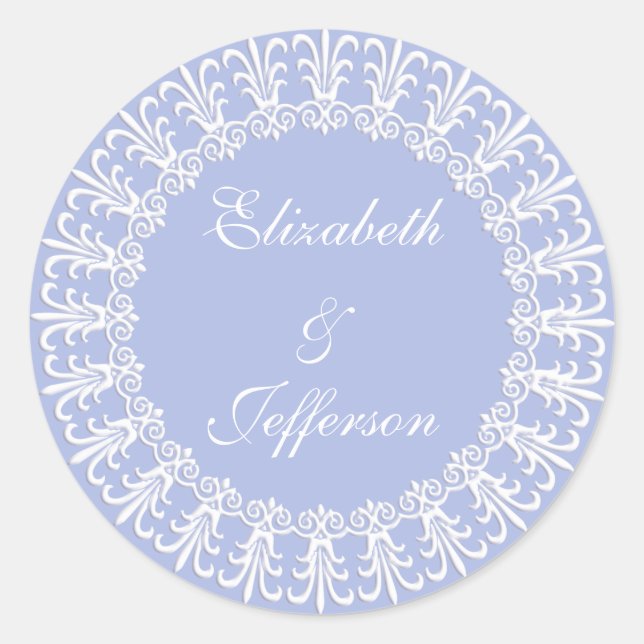 Sticker Rond Sceau d'enveloppe Mariage Wedgewood Blue 1 / Stick (Devant)