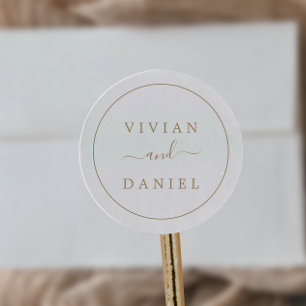 Sticker Rond Sceau d'enveloppe minimaliste Mariage or
