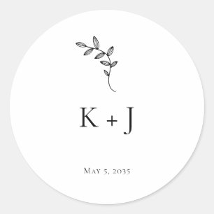 Sticker Rond Sceau d'enveloppe minime de mariage élégant