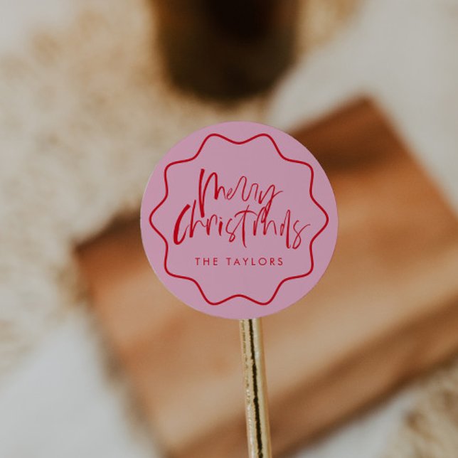 Sticker Rond Sceau d'enveloppe moderne Bold Noël (Créateur téléchargé)