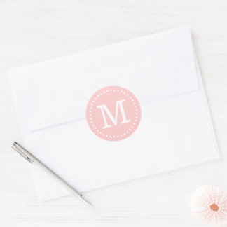 Sticker Rond Sceau d'enveloppe monographique personnalisée rose
