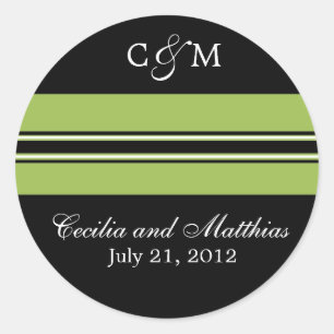 Sticker Rond Sceau d'enveloppe noir et vert