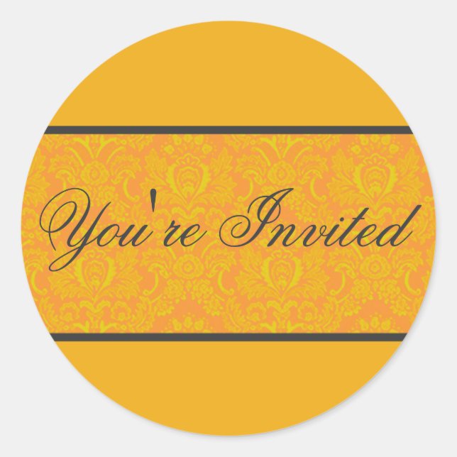 Sticker Rond Sceau d'enveloppe orange Damas (Devant)