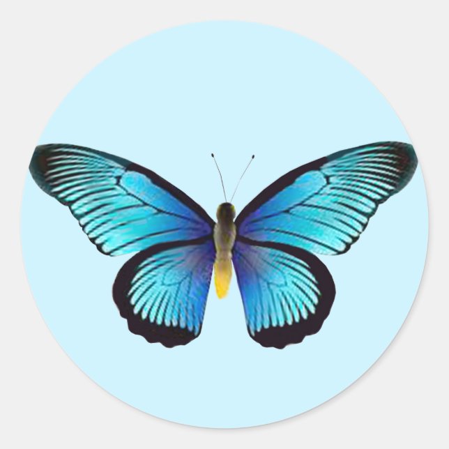 Sticker Rond Sceau d'enveloppe papillon bleu (Devant)