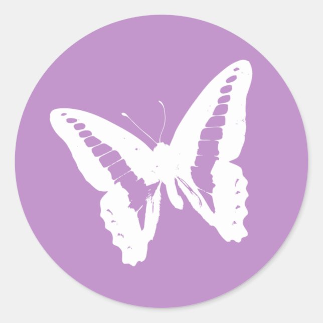 Sticker Rond Sceau d'enveloppe papillon Lilac (Devant)