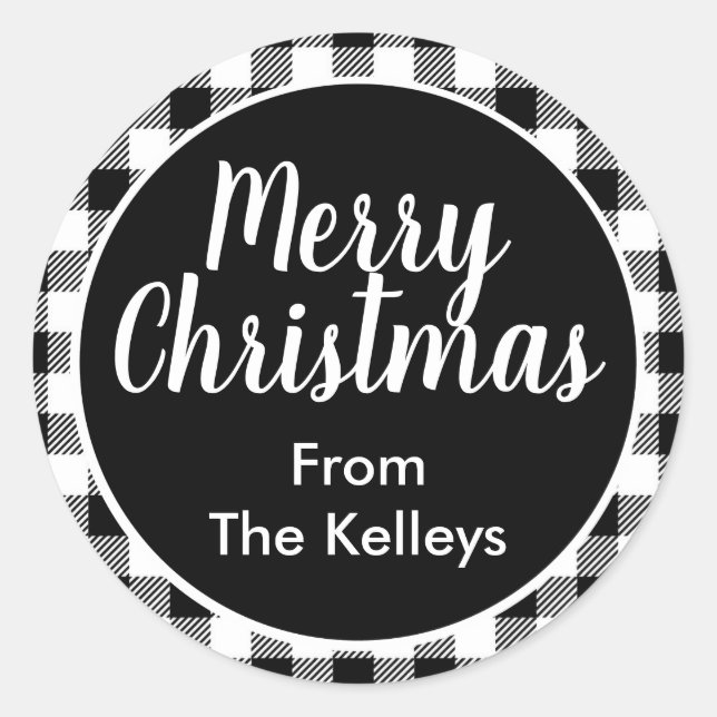 Sticker Rond Sceau d'enveloppe plaquée de buffle noir et blanc (Devant)